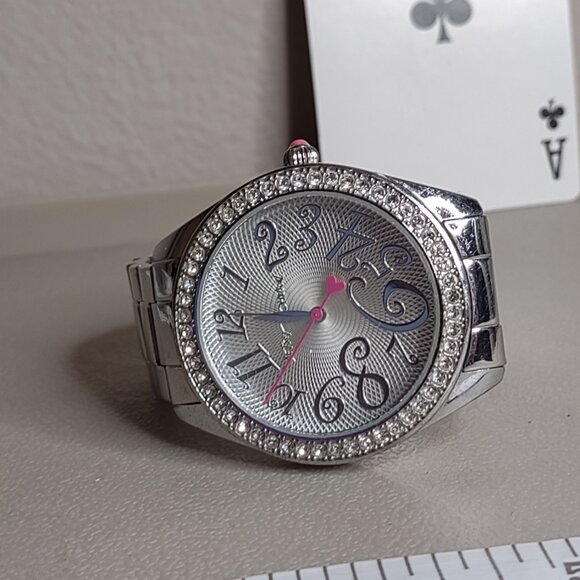 Untested Very Pretty Betsey Johnson Silver Tone And Pink Watch - Picture 8 of 10